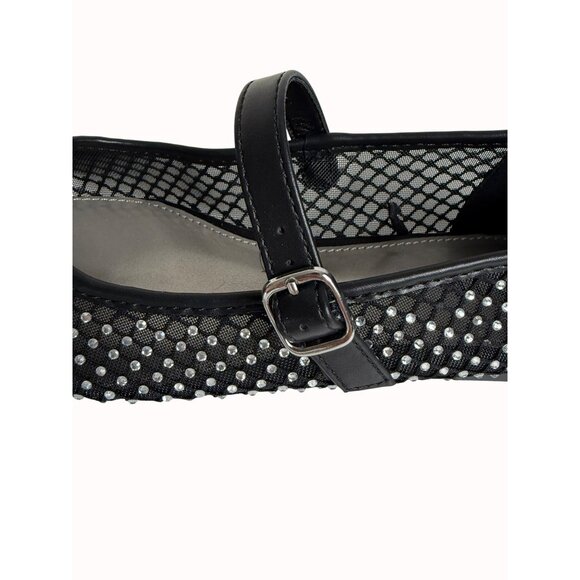 Mixit Mary Jane Ballet Flats Sz 7.5 Shoes Dazzling Stud Rhinestones Square Toe - Picture 8 of 15